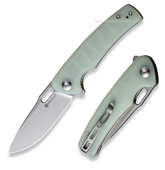 SENCUT Verperon Flipper Folding Knife, Satin Blade, G10 Natural, S20065-2