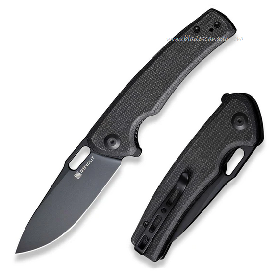 SENCUT Vesperon Flipper Folding Knife, Black Blade, Micarta Black, S20065-3