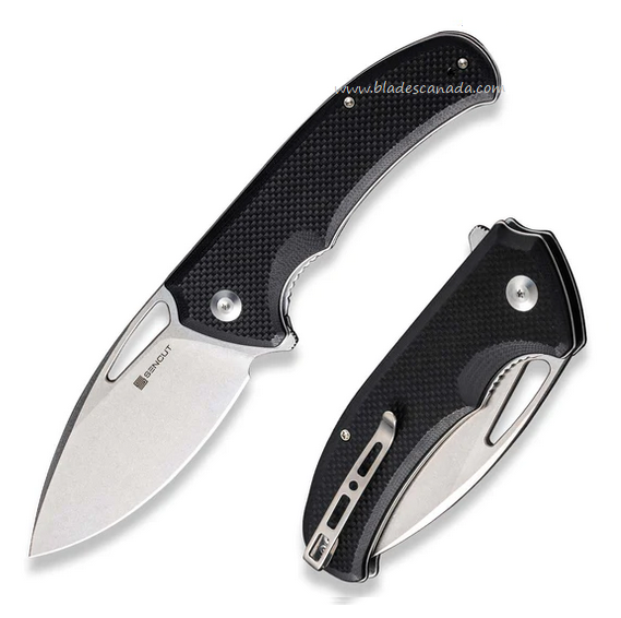 SENCUT Phantara Flipper Folding Knife, Stonewash Blade, Coarse G10 Black, S23014-1