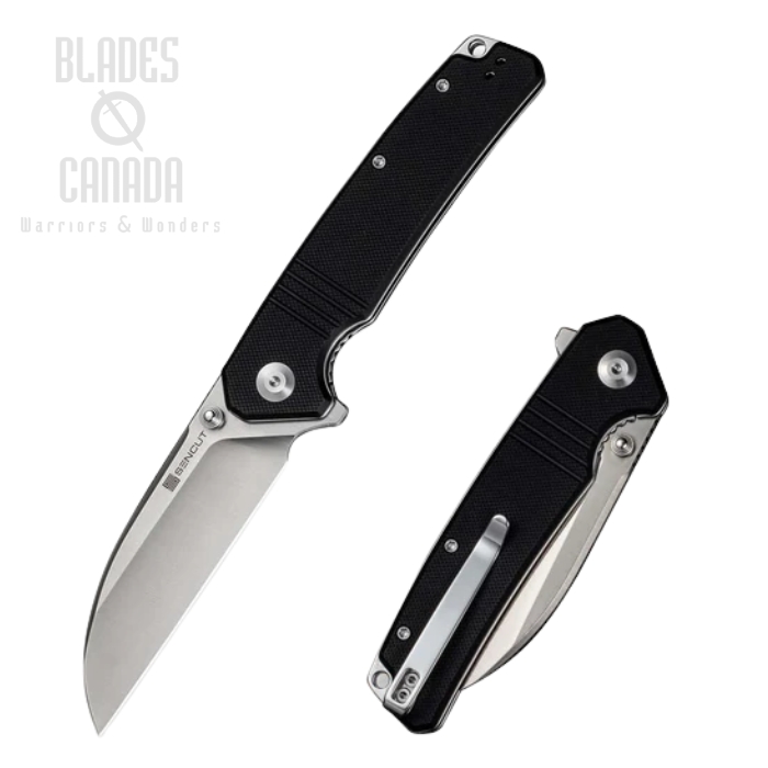 SENCUT Awassi Flipper Folding Knife, 9Cr18MoV Satin, G10 Black, S24065-1