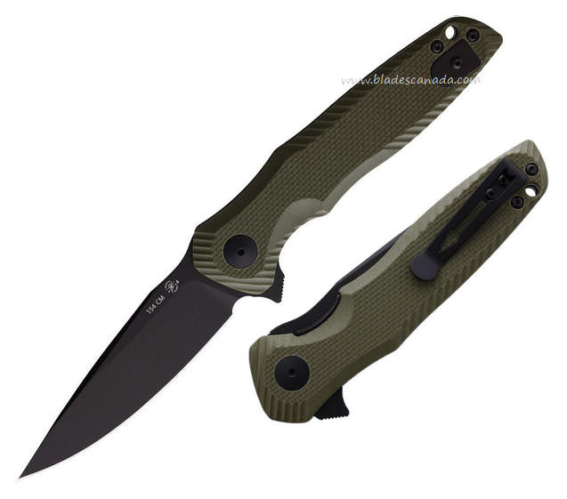 Spartan POROS Flipper Folding Knife, 154CM Black, G10 Green, SBSFBL11GR