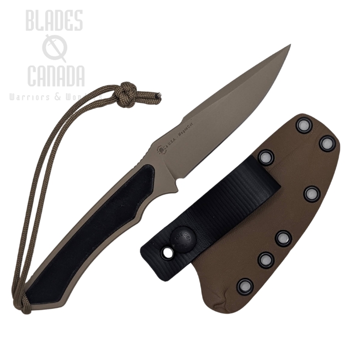 (image for) Spartan Blades Phrike Fixed Blade Knife, CPM MagnaCut FDE, G10 Black, Kydex Sheath, SB17DEBKKYTN