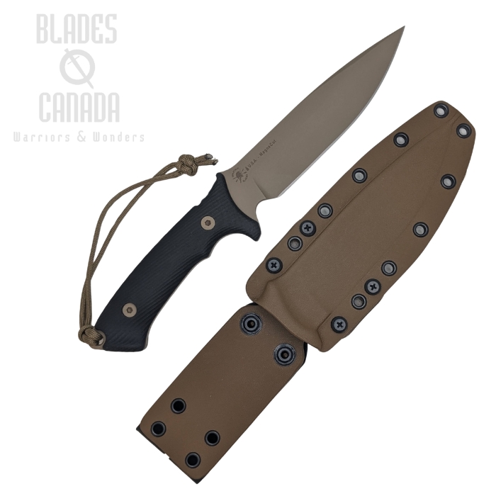 (image for) Spartan Blades Harsey Difensa Fixed Blade Knife, MagnaCut FDE, Micarta Black, Kydex Sheath, SB19DEBKKYTN