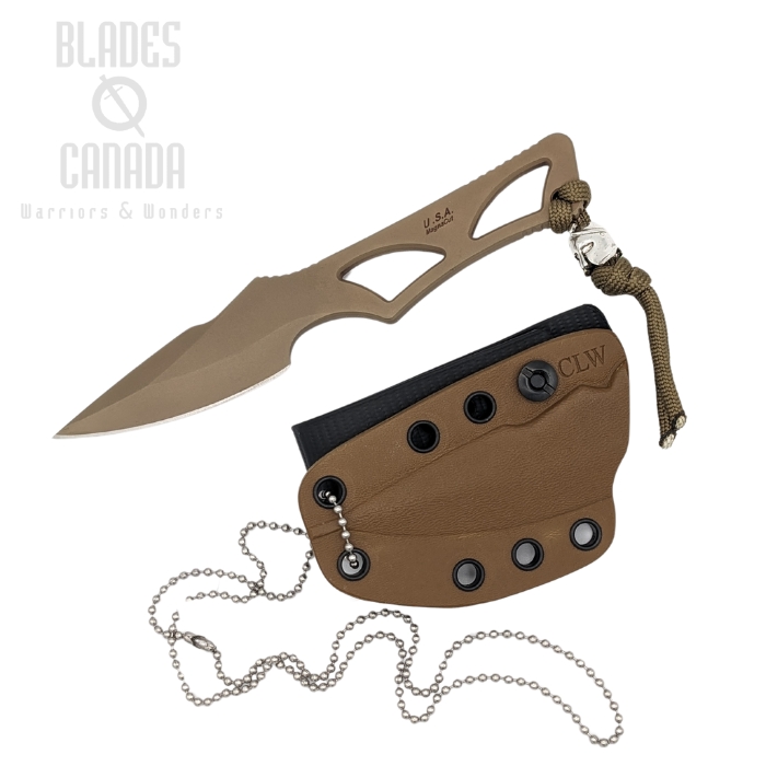 (image for) Spartan Blades Enyo Fixed Blade Neck Knife, CPM MagnaCut FDE, Coyote Kydex Sheath, SB2DE
