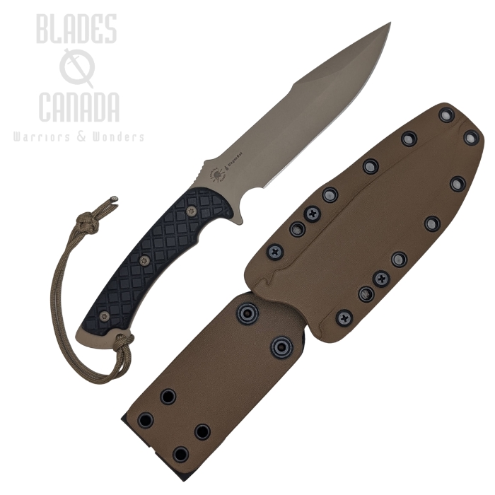 (image for) Spartan Blades Horkos Fixed Blade Knife, CPM MagnaCut FDE, Micarta Black, Kydex Sheath, SB4DEBKKYTN