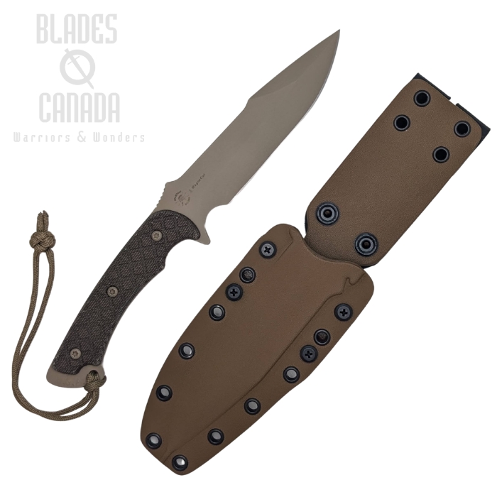 (image for) Spartan Blades Horkos Fixed Blade Knife, CPM MagnaCut FDE, Micarta Green, Kydex Sheath, SB4DEGRKYTN