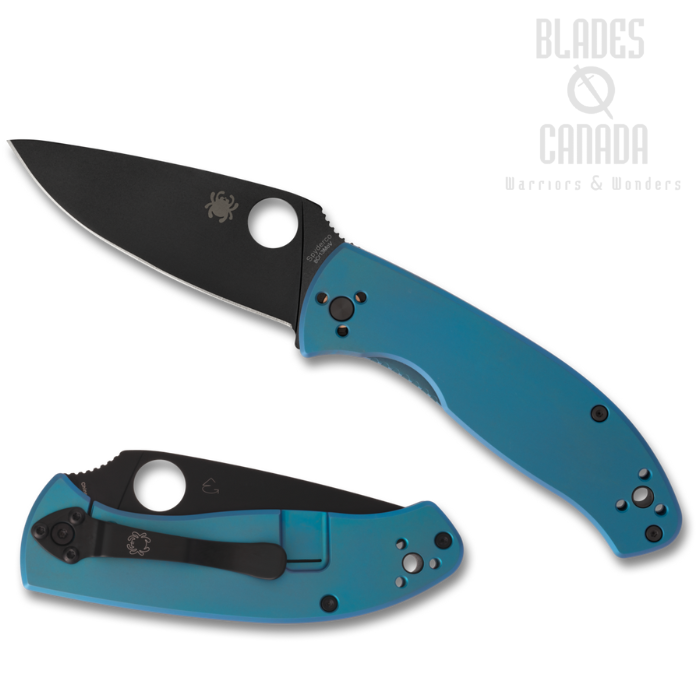 Spyderco Tenacious Folding Knife, Black Blade, Titanium Blue, C122TIBLBKP
