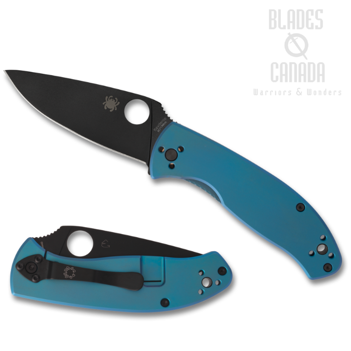 (Coming Soon) Spyderco Tenacious Folding Knife, Black Blade, Titanium Blue, C122TIBLBKP