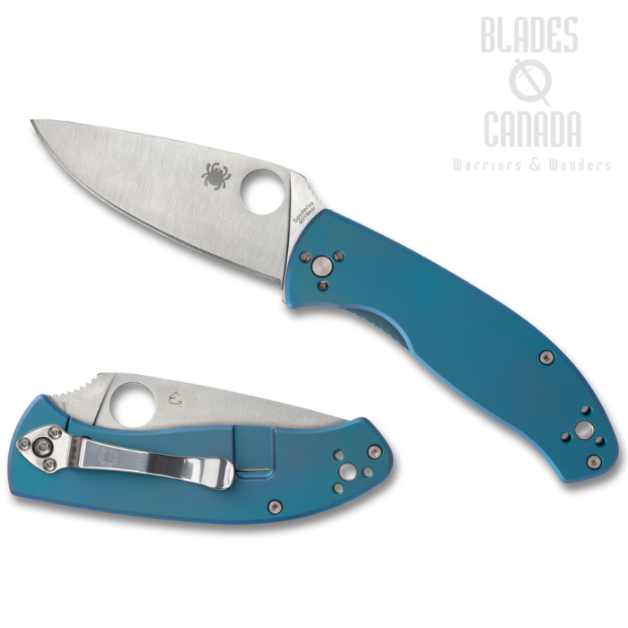 Spyderco Tenacious Folding Knife, 8Cr13MoV, Titanium Blue, C122TIBLP