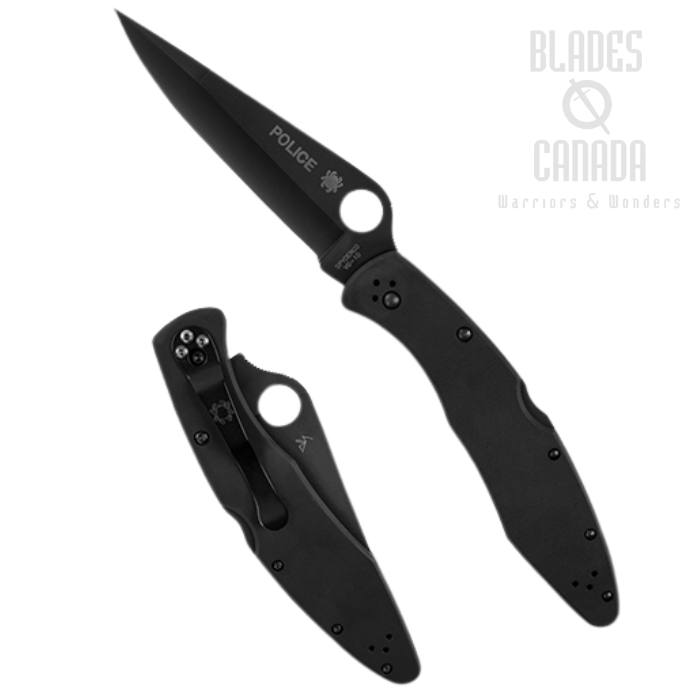 (Coming Soon) Spyderco Police Model Back Lock Folding Knife, VG-10 Black, Stainless Black, C07BK