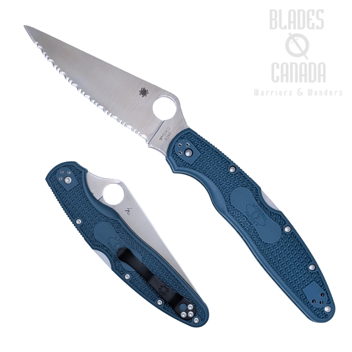 Spyderco Police 4 Folding Knife, K390 Serrated, FRN Blue, C07FS4K390 (image for) Spyderco Police 4 Folding Knife, K390 Serrated, FRN Blue, C07FS4K390