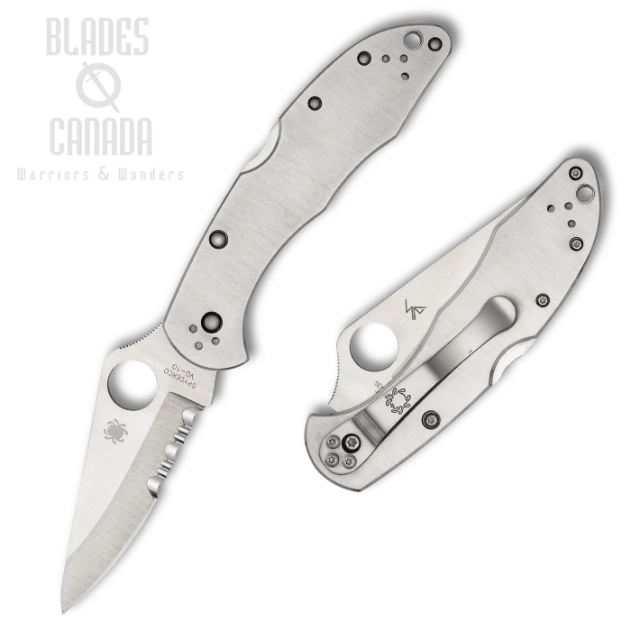 (image for) Spyderco Delica 4 Folding Knife, VG10 Combo Edge, Stainless Handle, C11PS