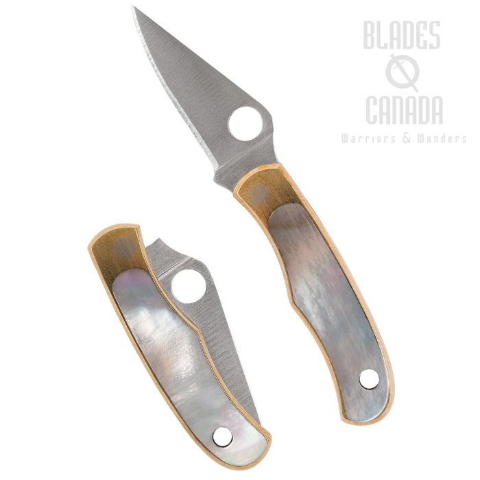 (Coming Soon) Spyderco Bug Slipjoint Folding Knife, 12C27 Stainless, Abalone Nickel Silver, C133AP