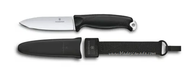 Victorinox Swiss Army Venture Fixed Blade Knife, 14C28N, Black Handle, 3.0902.3