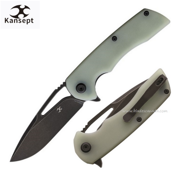 Kansept Kryo Flipper Folding Knife, D2 Steel, G10 Jade, T1001A5