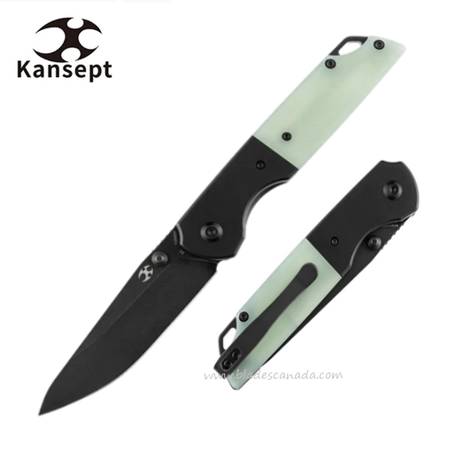 Kansept Warrior Folding Knife, D2 Black SW, Aluminum G10 Jade, T1005S4