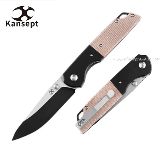 Kansept Warrior Folding Knife, D2 Two-Tone SW, Aluminum/Micarta Brown, T1005S5