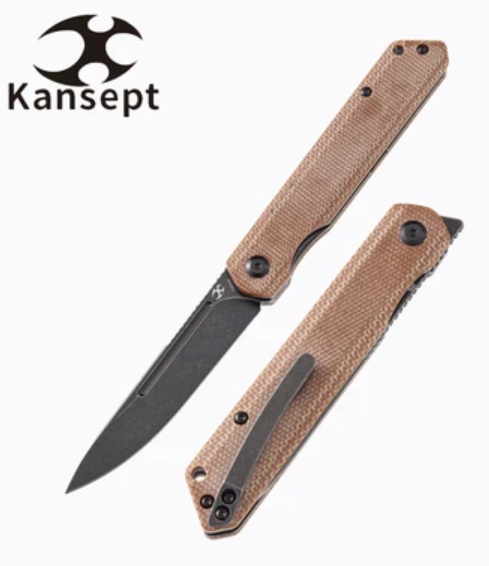 Kansept Prickle Flipper Folding Knife, 154CM, Micarta Brown, T1012A5