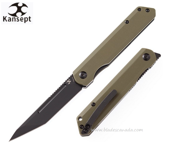 Kansept Prickle Flipper Folding Knife, 154CM, G10 OD Green, T1012T2