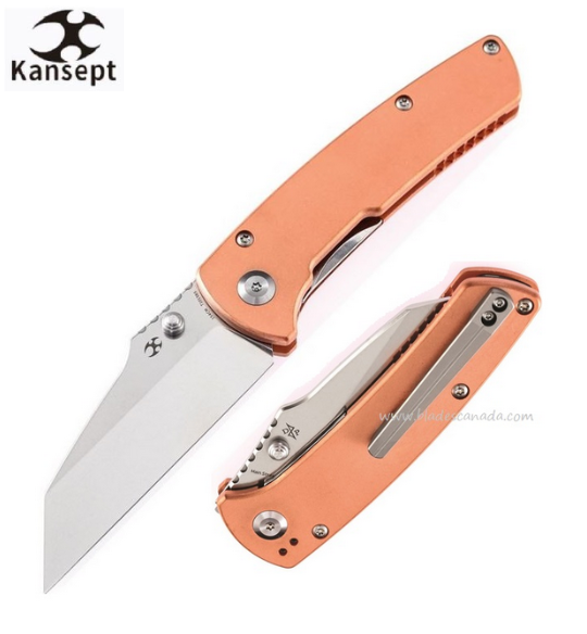 Kansept Main Street Folding Knife, CPM 154CM, Copper Handle, T1015B5