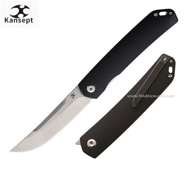 Kansept Hazakura Flipper Folding Knife, 154CM, G10 Black, T1019C1 - Click Image to Close