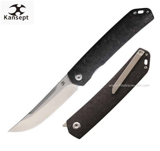 Kansept Hazakura Flipper Folding Knife, 154CM, Carbon Fiber, T1019C2