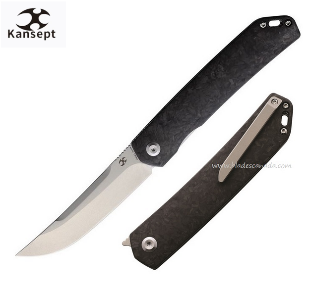 Kansept Hazakura Flipper Folding Knife, 154CM, Carbon Fiber, T1019C2 - Click Image to Close