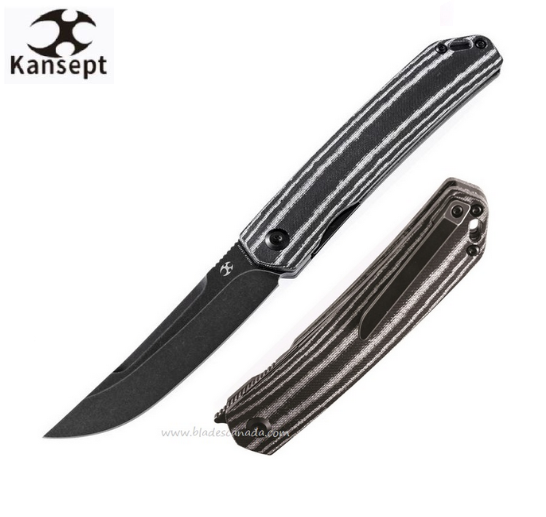 Kansept Hazakura Flipper Folding Knife, 154CM, Micarta Black/White, T1019C4 - Click Image to Close