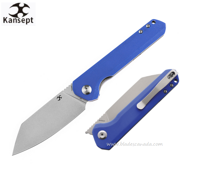 Kansept Bulldozer Flipper Folding Knife, D2 SW, G10 Bllue, T1028A6