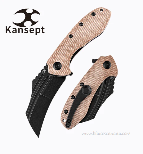 Kansept KTC3 Flipper Folding Knife, 154CM Black, Micarta Brown, T1031B2