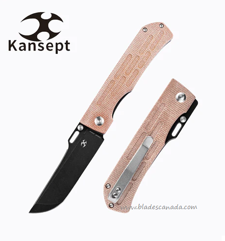 Kansept Reedus Folding Knife, 154CM Black SW, Micarta Brown, T1041A5