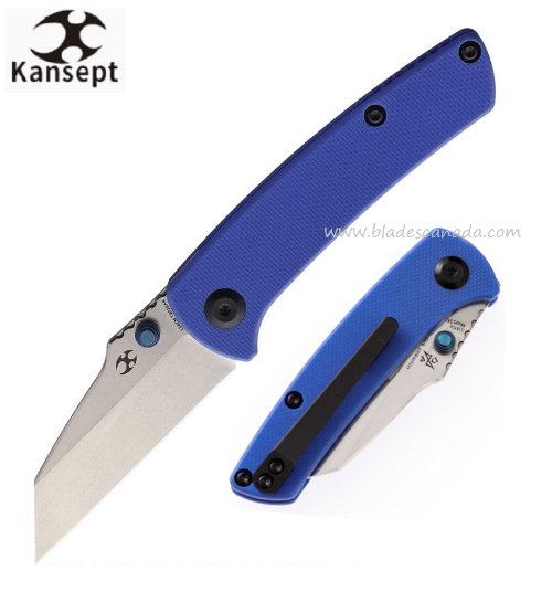 Kansept Little Main Street Folding Knife, Stonewash 154CM, G10 Blue, T2015A4