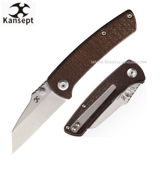 Kansept Little Main Street Folding Knife, Stonewash 154CM, Micarta Brown, T2015A5 - Click Image to Close