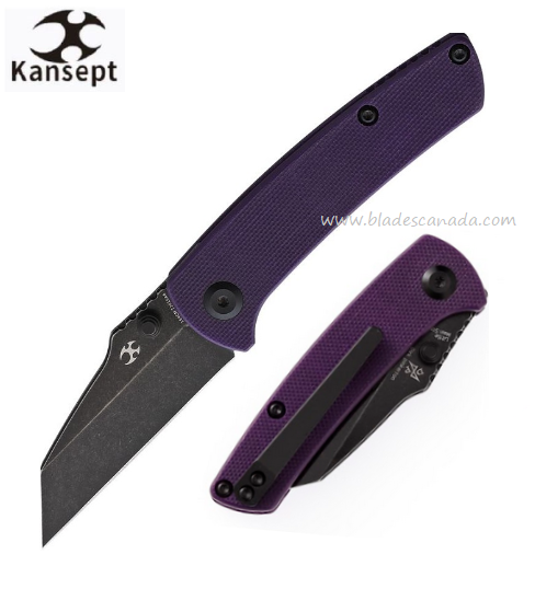 Kansept Little Main Street Folding Knife, Tumbled Black 154CM, G10 Purple, T2015A6