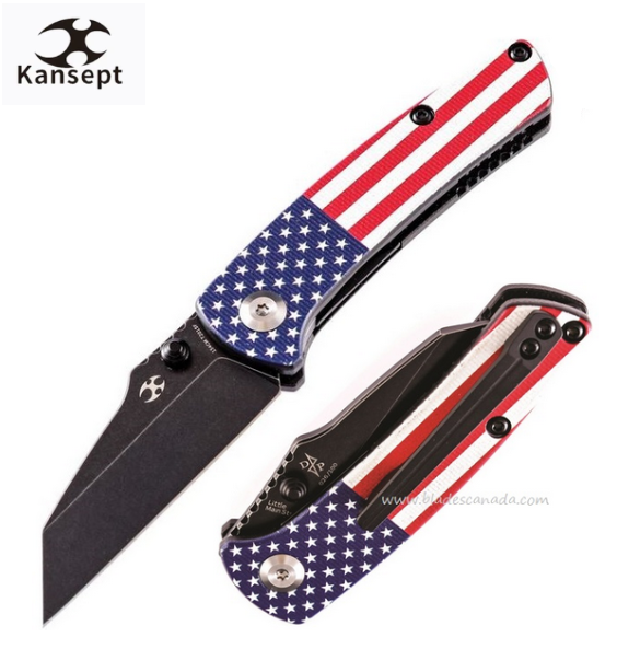 Kansept Little Main Street Folding Knife, 154CM, G10 USA Flag, T2015F