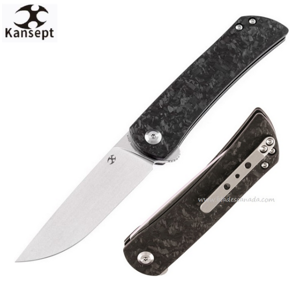 Kansept Weasel Slipjoint Folding Knife, 154CM, Shred Carbon Fiber, T2020A3