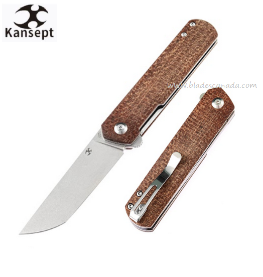 Kansept Foosa Slipjoint Flipper Folding Knife, 154CM, Micarta Brown, X2020T1