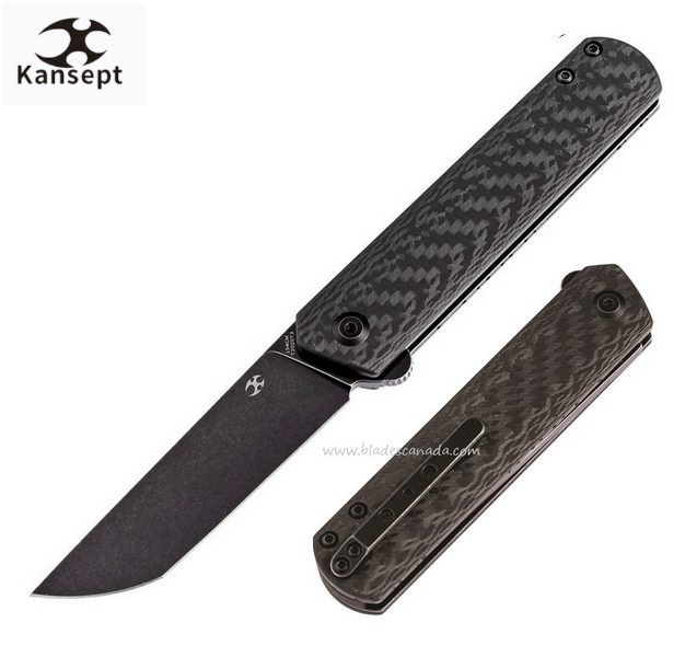 Kansept Foosa Slipjoint Flipper Folding Knife, 154CM, Twill Carbon Fiber, T2020T3