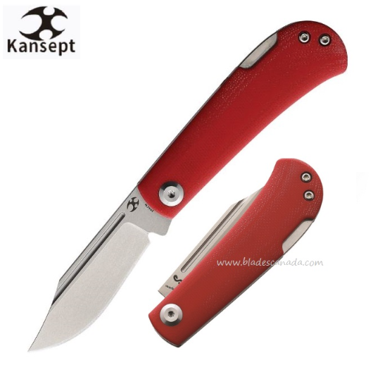 Kansept Wedge Lockback Folding Knife, 154CM, G10 Red, T2026B2 - Click Image to Close