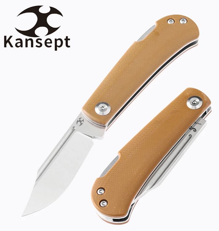 Kansept Wedge Lockback Folding Knife, 154CM, G10 Brown, T2026B9