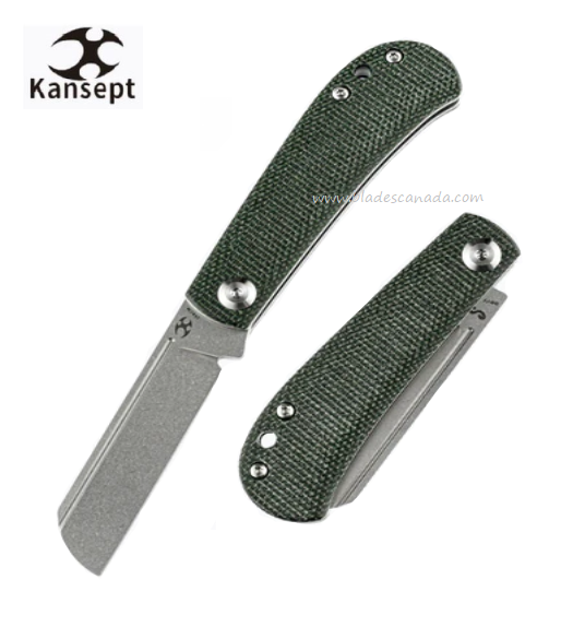 Kansept Bevy Slipjoint Folding Knife, 154CM SW, Micarta Green, T2026F2