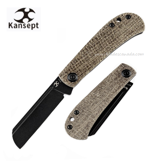 Kansept Bevy Slipjoint Folding Knife, 154CM Black SW, Micarta Brown, T2026F3