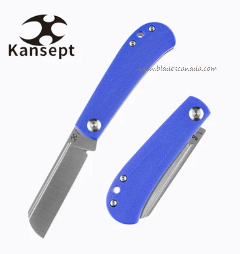 Kansept Bevy Slipjoint Folding Knife, 154CM Satin, G10 Blue, T2026F5