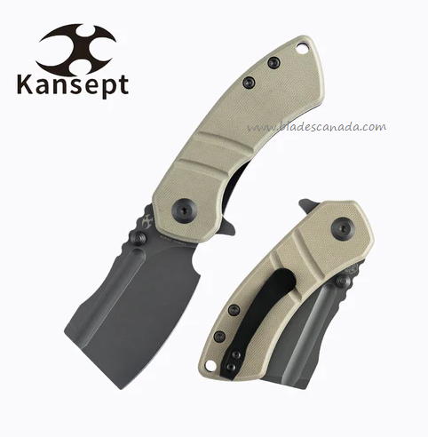 Kansept Korvid M Flipper Folding Knife, 154CM Black, G10 Sand, T2030A2