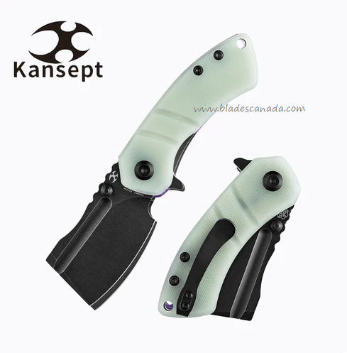 Kansept Korvid M Flipper Folding Knife, 154CM Black, G10 Jade, T2030A4