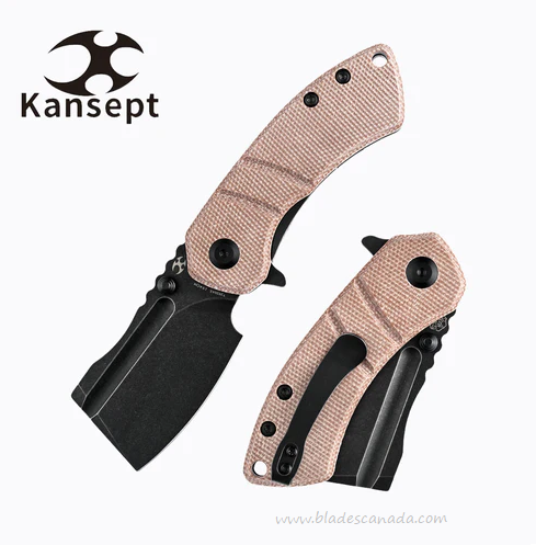 Kansept Korvid M Flipper Folding Knife, 154CM Black, Micarta Brown, T2030A5