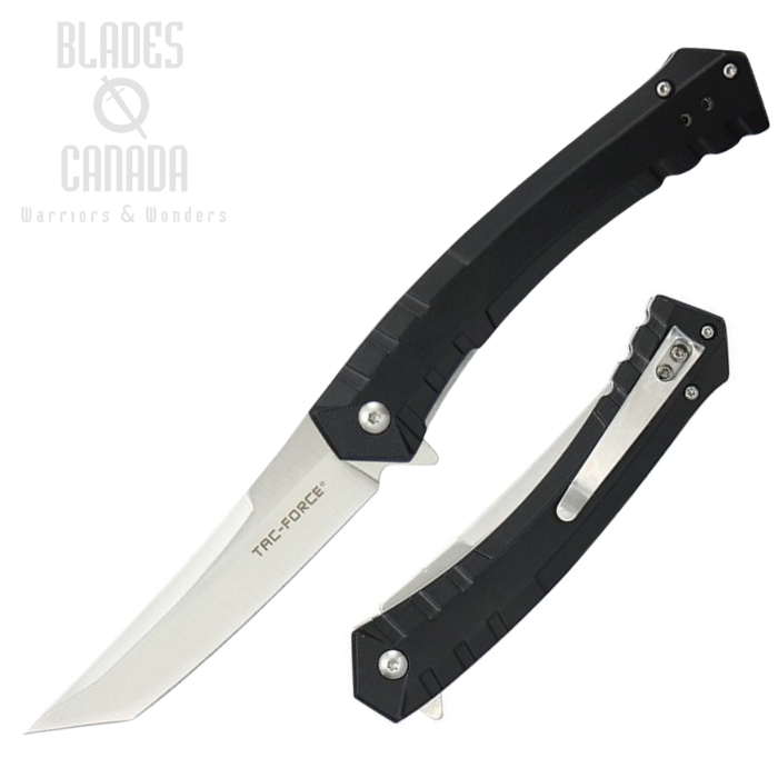 Tac Force Flipper Folding Knife, Assisted Opening, Stainless Satin, Aluminum Black, TF2005BK Tac Force Flipper Folding Knife, Assisted Opening, Stainless Satin, Aluminum Black, TF2005BK
