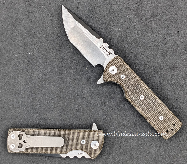 Chaves Ultramar T.A.K. Flipper Folding Knife, M390 Tanto, Micarta Green, TAK/RT/GCM/BF