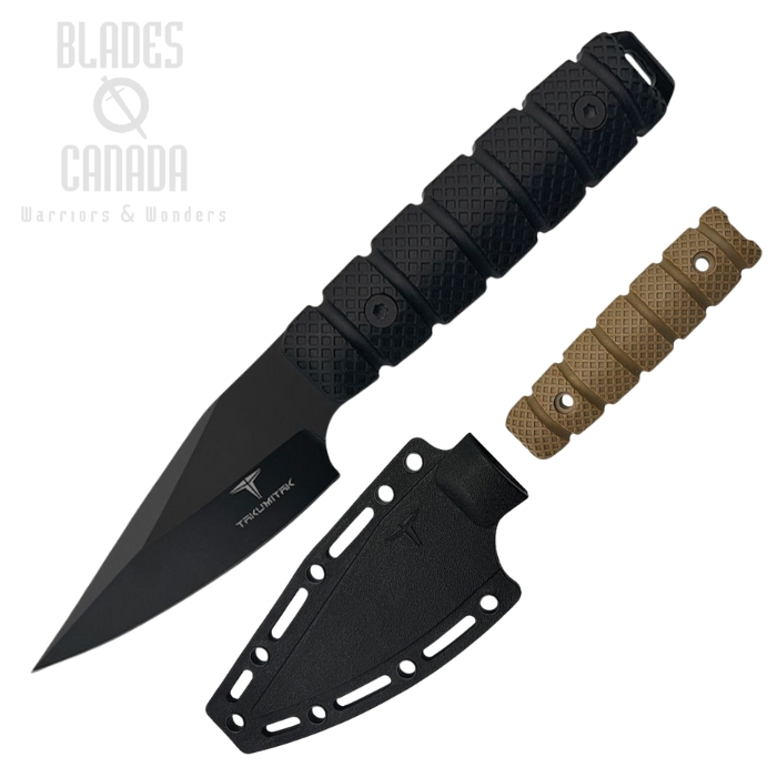 Takumitak Sector 3 Fixed Blade Knife, Stainless Black, FRN Black w/Extra Scales, FRN Belt Sheath, TKF309