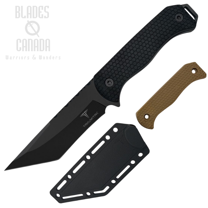 Takumitak Scalpel Fixed Blade Knife, Stainless Black, FRN Black w/Extra Scales, FRN Belt Sheath, TKF312